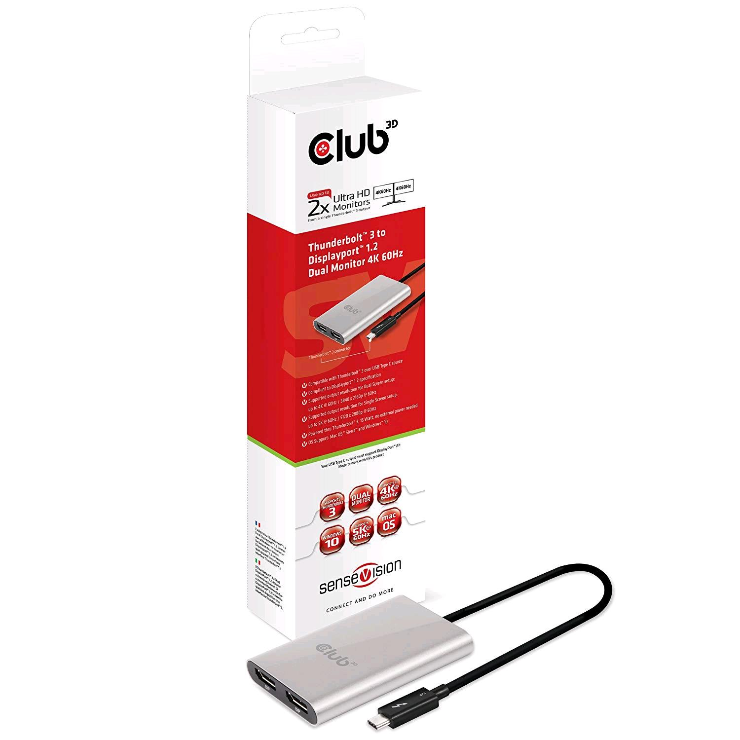 CLUB3D DOCK THUNDERBOLT 3 A DISPLAY PORT 1.2 GRIGIO