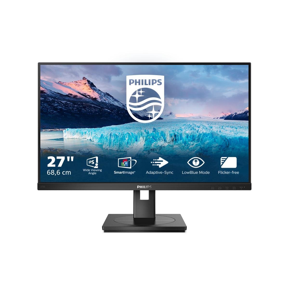 PHILIPS 272S1M/00 27" LCD W-LED IPS FULL HD 16:9 LOWBLUE 4MS 75HZ VGA DVI HDMI DISPLAYPORT ALTOPARLANTI INCORPORATI NERO
