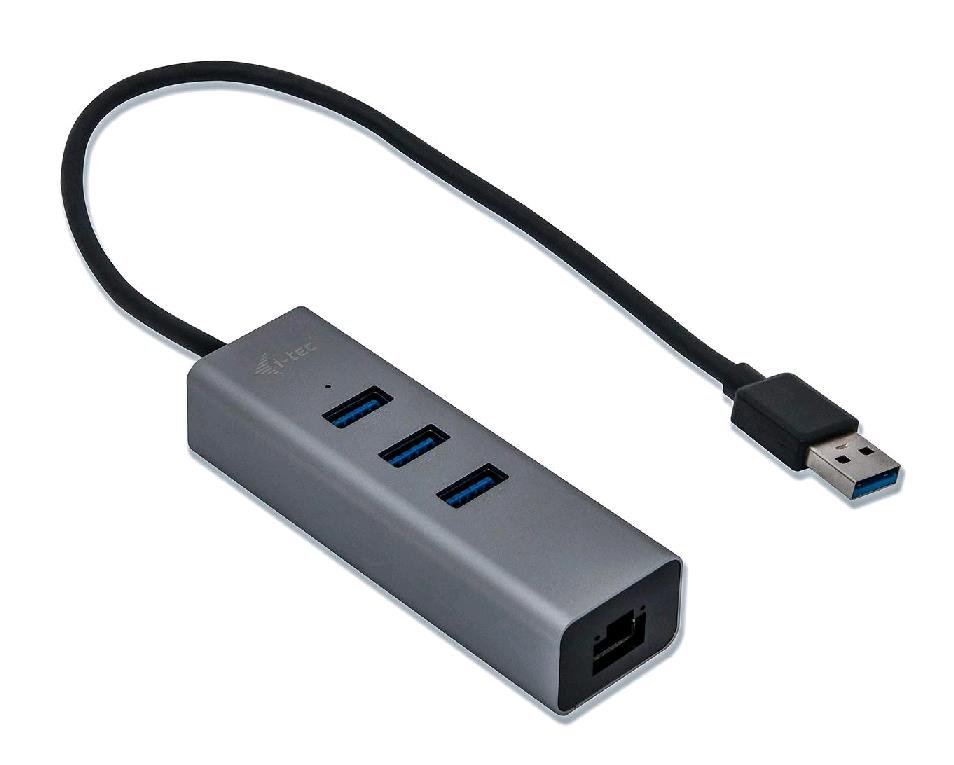 i-Tec USB 3.0 Metal 3-Port - Hub - 3 x SuperSpeed USB 3.0 + 1 x 10/100/1000 - desktop
